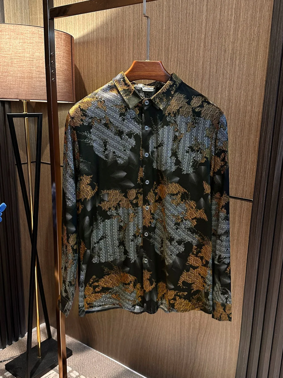 

Мужская шелковая рубашка Ele Businman с длинным рукавом, цветочным узором, высокого качества, в городском стиле, дышащая, тонкая, осенняя