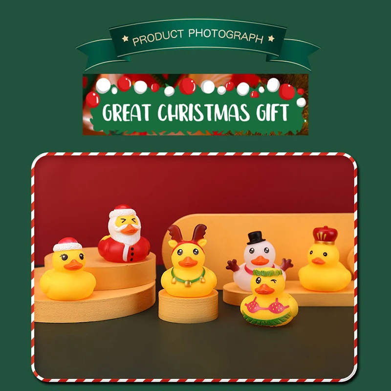 1 Pcs Christmas Rubber Ducks JeepDuck Car Dashboard Decorations Toys for Kids Boys Girls Toddlers Christmas Party Favors Gifts