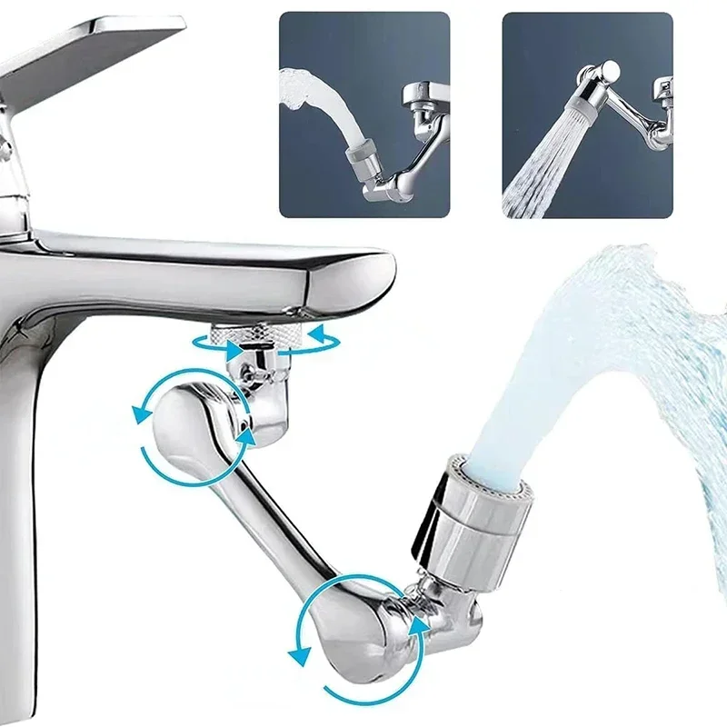 

1080° Universal Rotation Faucet Extender Water Tap Nozzle Dual Outlet Mode Extend Splashproof Rotary Bubbler Kitchen Bathroom