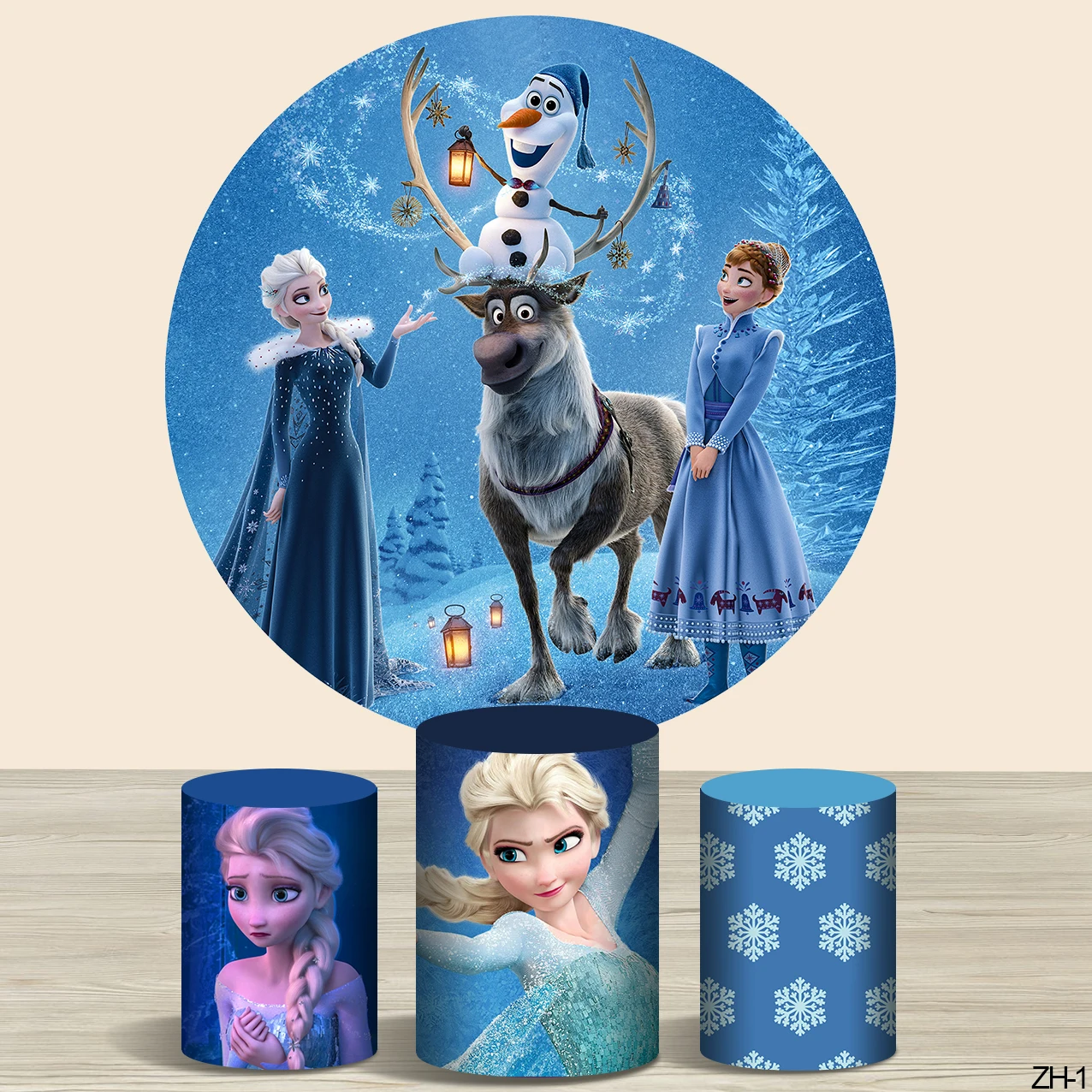 Disney Frozen Party Backdrops for Photo Customized Happy Birthday Kids Party Photography Round Decorations Baby Party Supplies