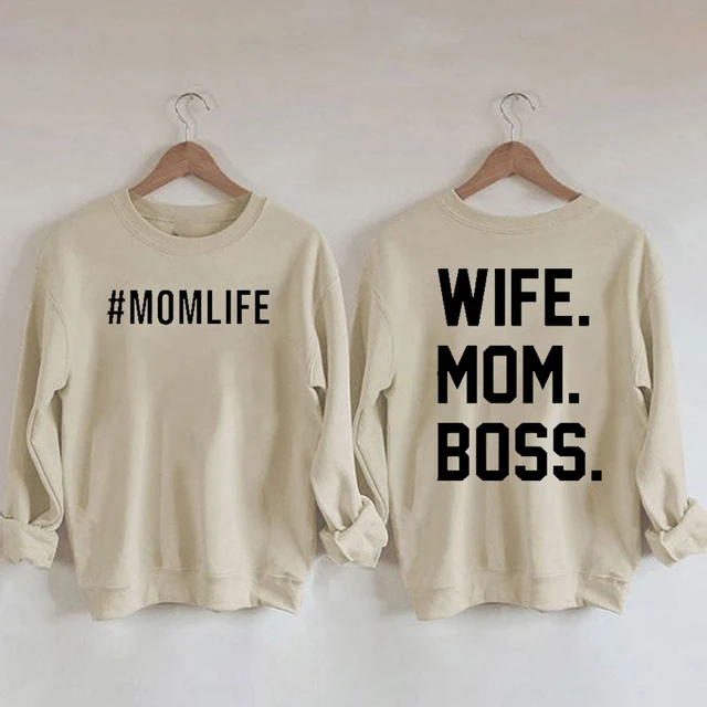 Rheaclots Women s Mom Life Wife Mom Boss Printed Cotton Female Cute Long Sleeves Sweatshirt T shirts AliExpress