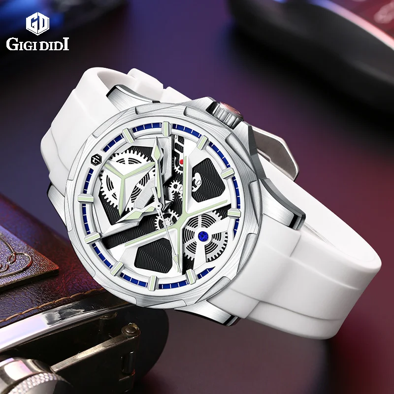 Luxury Brand Hot Sale 2024 Skeleton Hollow Rubber Men Wrist Watches Luxury Mechanical Male Clock Luminous New Relogio Masculino