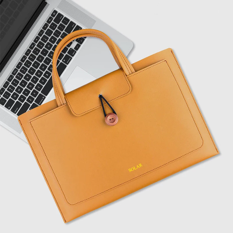 Custom Initials Business Briefcase Luxury Leather Large Capacity Laptop Bag Engrave Name Woman Man Vintage Notebook Computer Bag