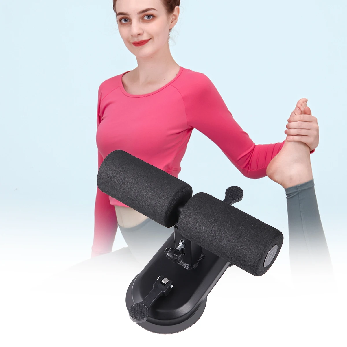 

Abdominal Machine Black Adjustable Height Suction Cup Crunches Aid For Home Fitness Waist Fat Reduction Belly Roll