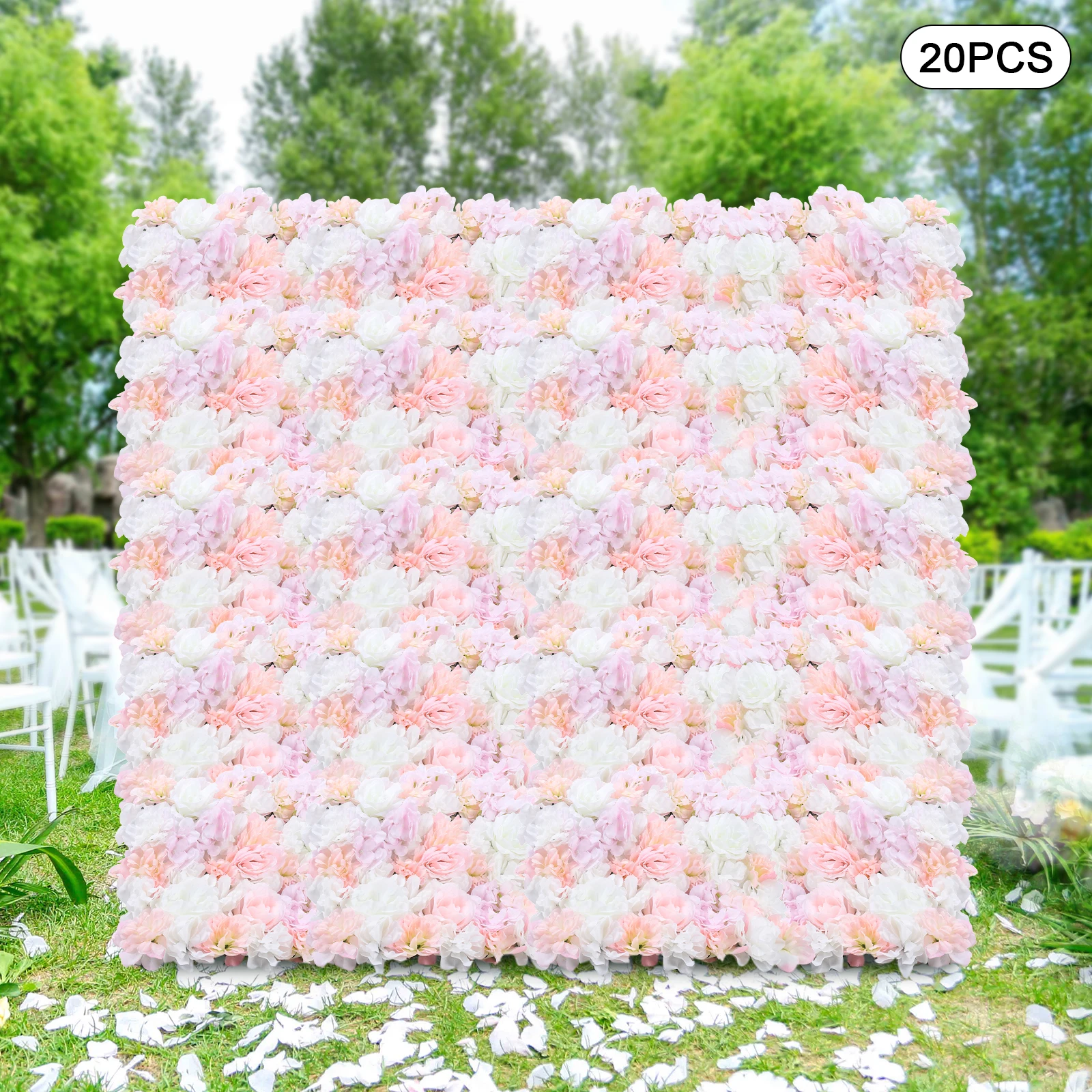 20x Upscale Artificial Flower Wall Panel Home Shop Wedding Floral Decor Pink