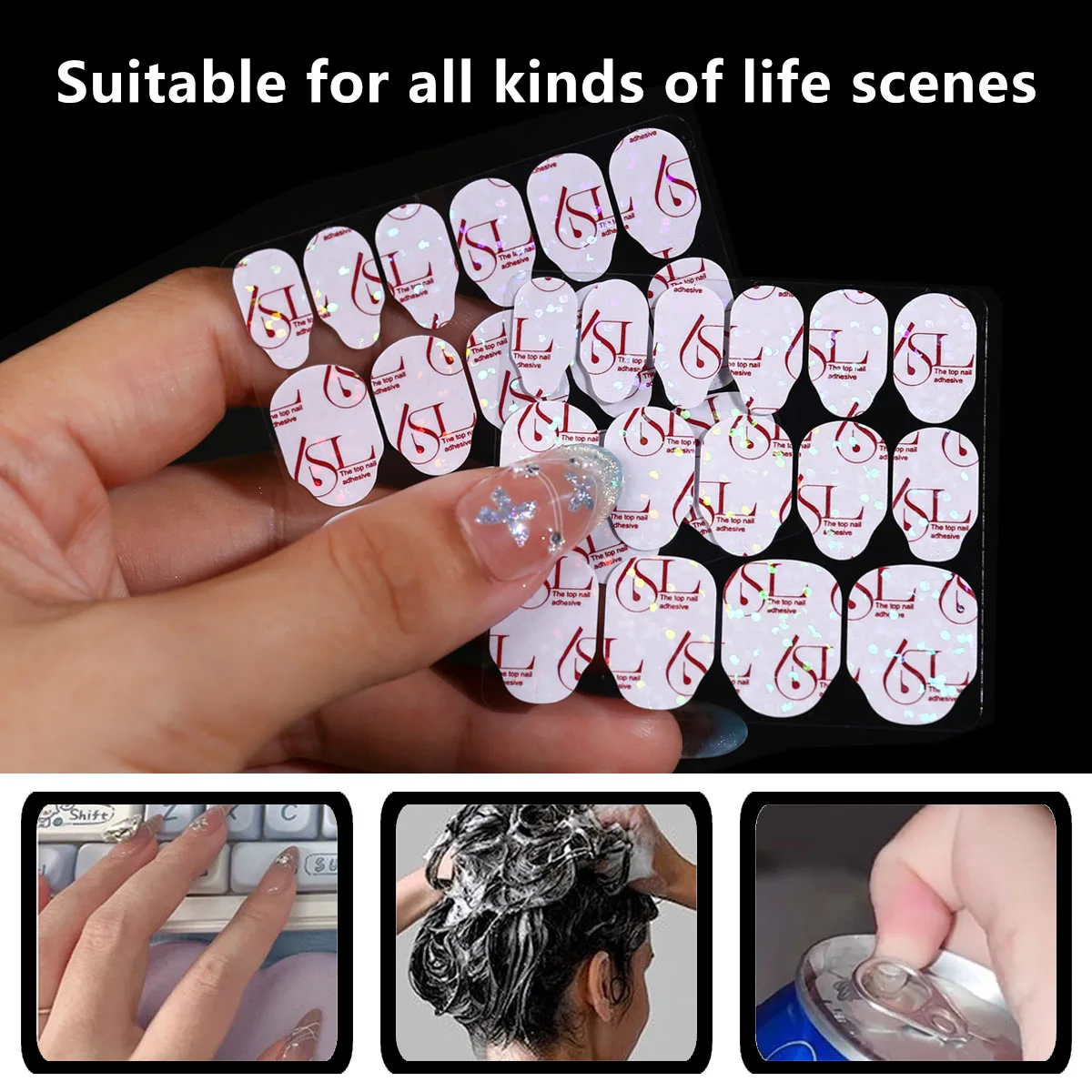 عالية الجودة 10 قطعة القدم مسمار لاصق على الوجهين وهمية مسمار لاصق انفصال لاصق يمكن ارتداؤها مسمار البولندية لاصق #6