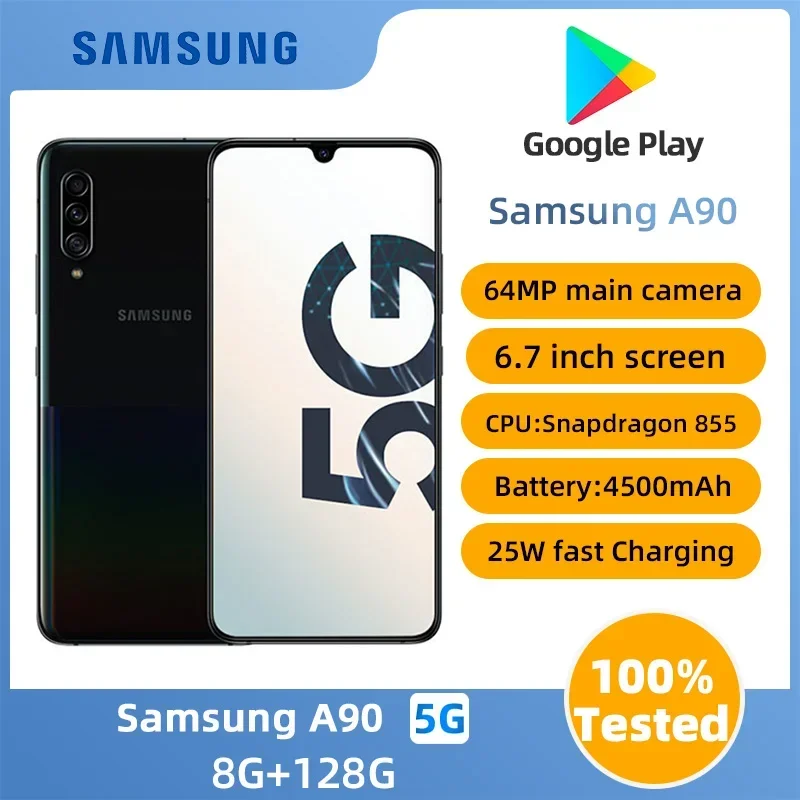 Samsung Galaxy A90 5g Smartphone Android  6.7inches Screen CPU  Snapdragon 855 8GB RAM 128GB ROM 48MP Camera Unlocked Used Phone