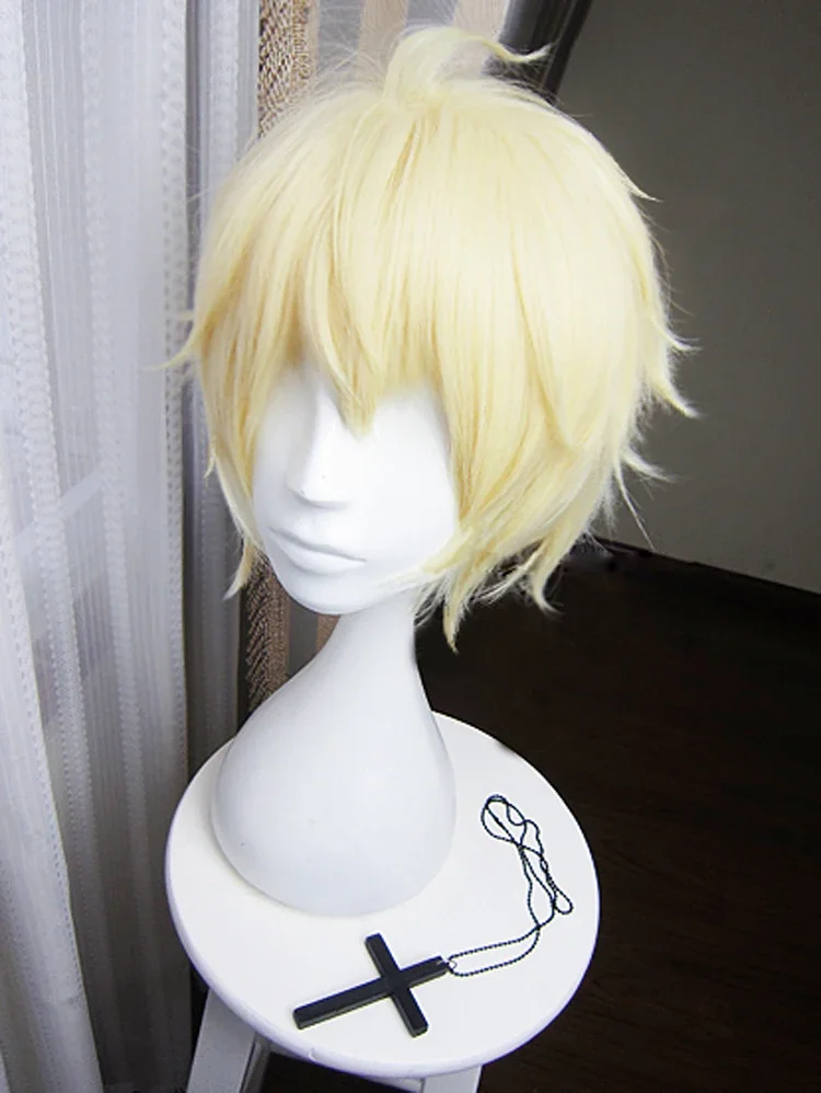 Anime Seraph of the End Owari no Seraph Wigs Mikaela Hyakuya Wig Short Blonde Synthetic Hair Cosplay Wig