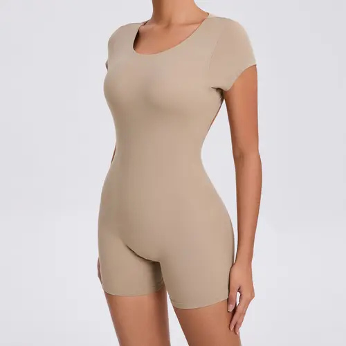 Imagen 2 del producto Mono corto de Yoga con espalda abierta, camiseta ajustada, levantamiento de cadera, ejercicio, ropa de Fitness, Jersey de ciclismo transpirable, nuevo