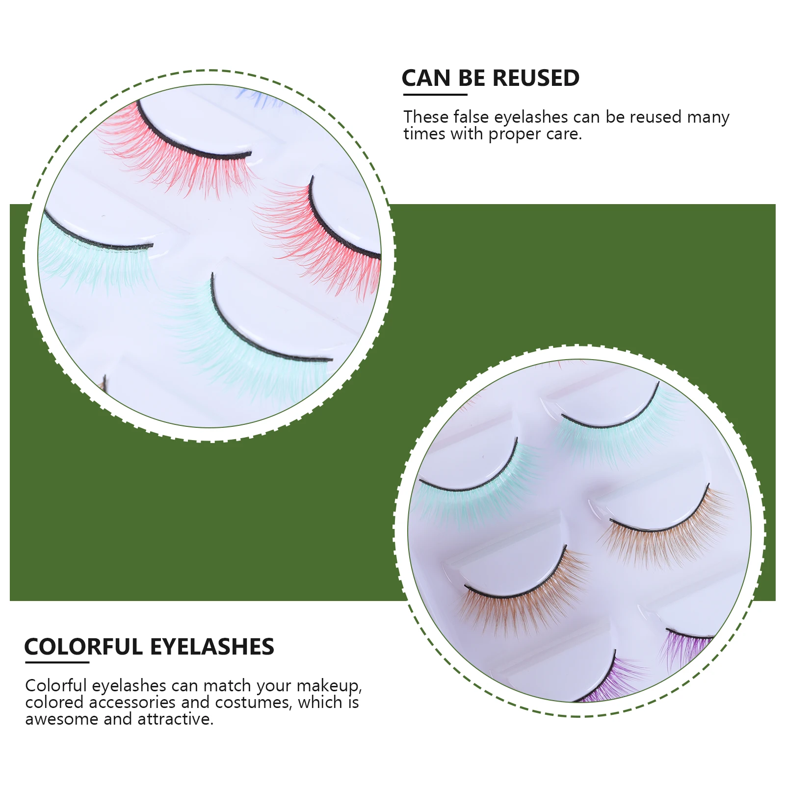 

5 Pairs False Eyelashes Colored Multi layer DIY Clusters Party Women Faux Lashes Makeup Safe Reusable