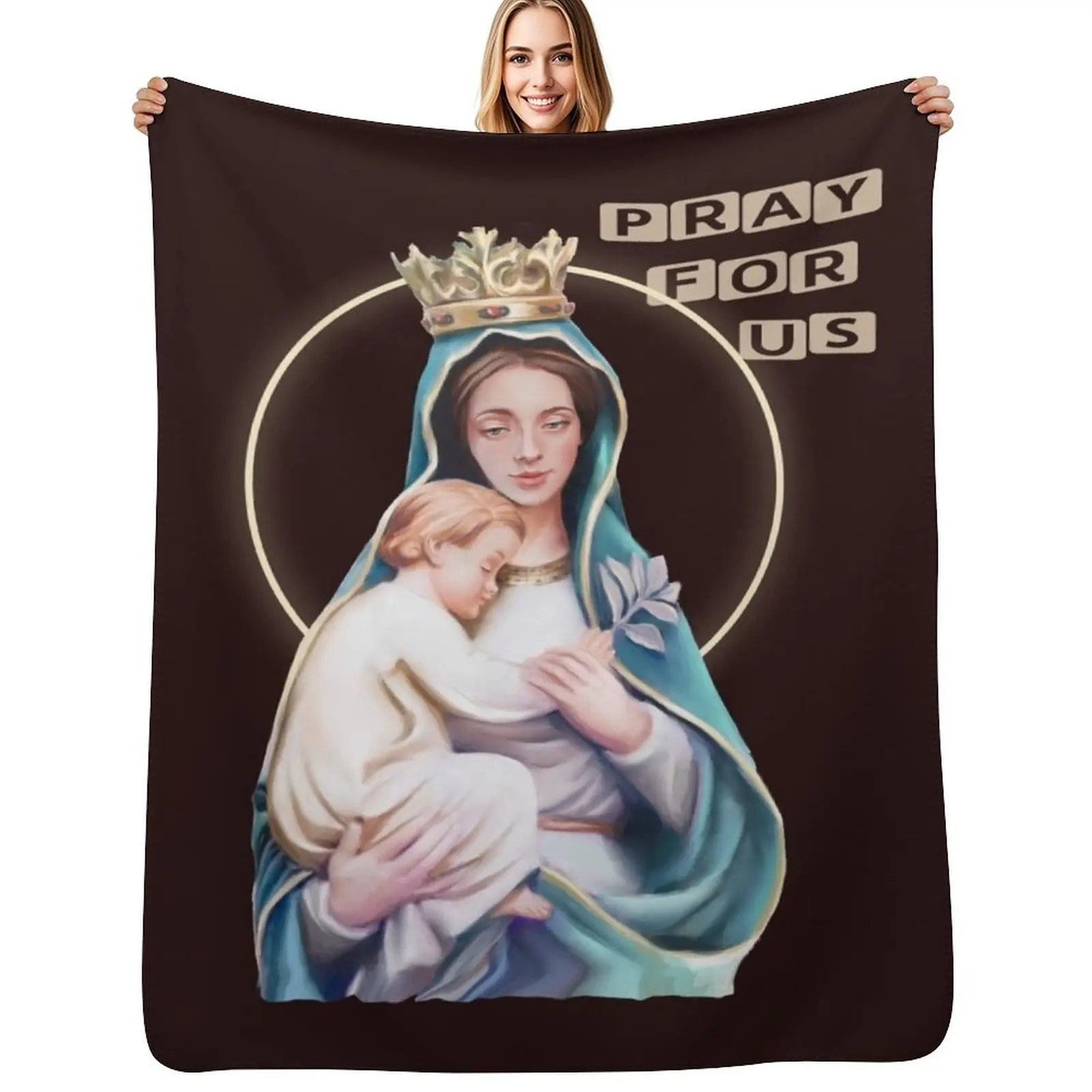 

Virgin Mary and Baby Jesus Throw Blanket Cozy Light Blanket for Travel Camping Picnic
