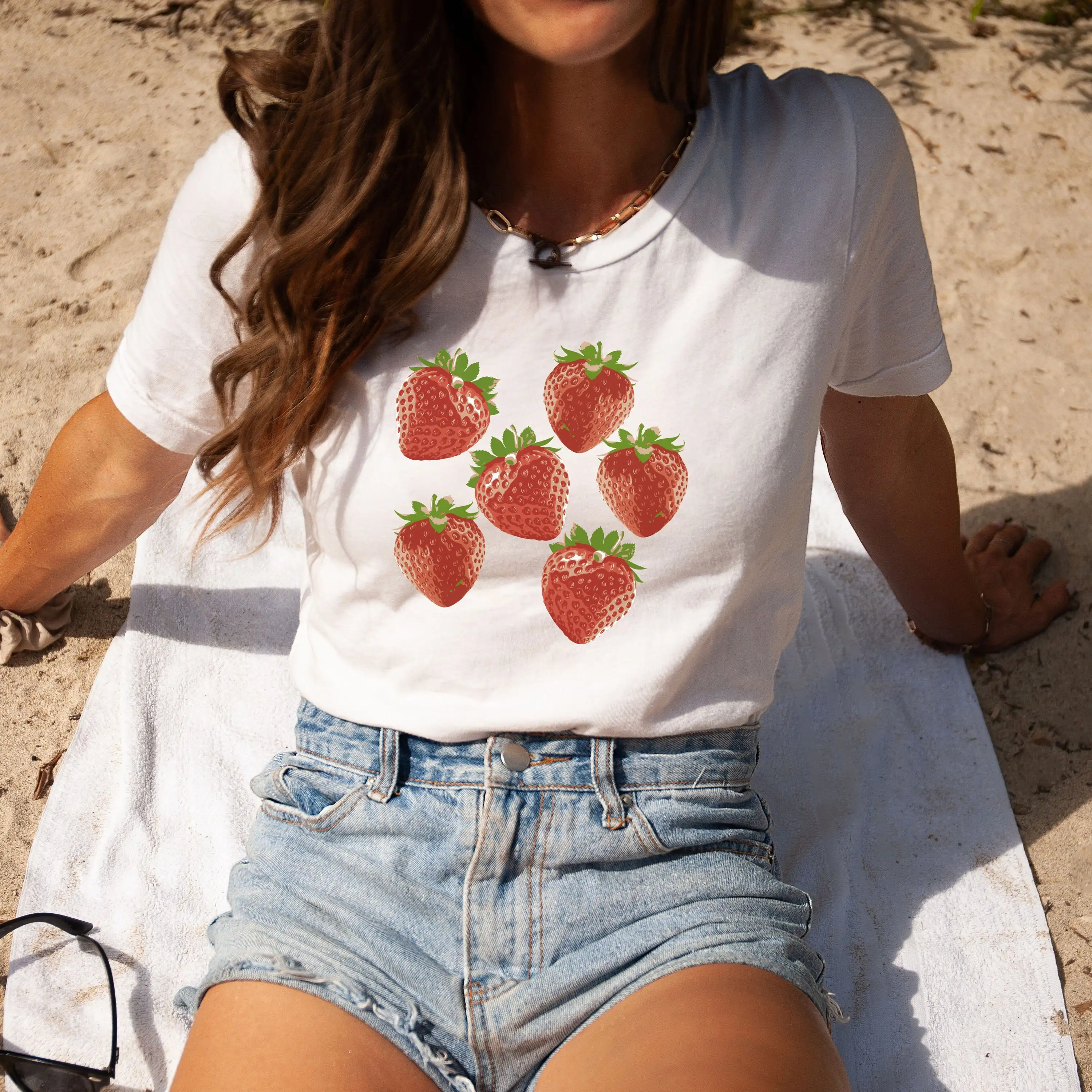 T Shirt Strawberry Boho Cute Fruit Summer Tee For Her Cottagecore Garden