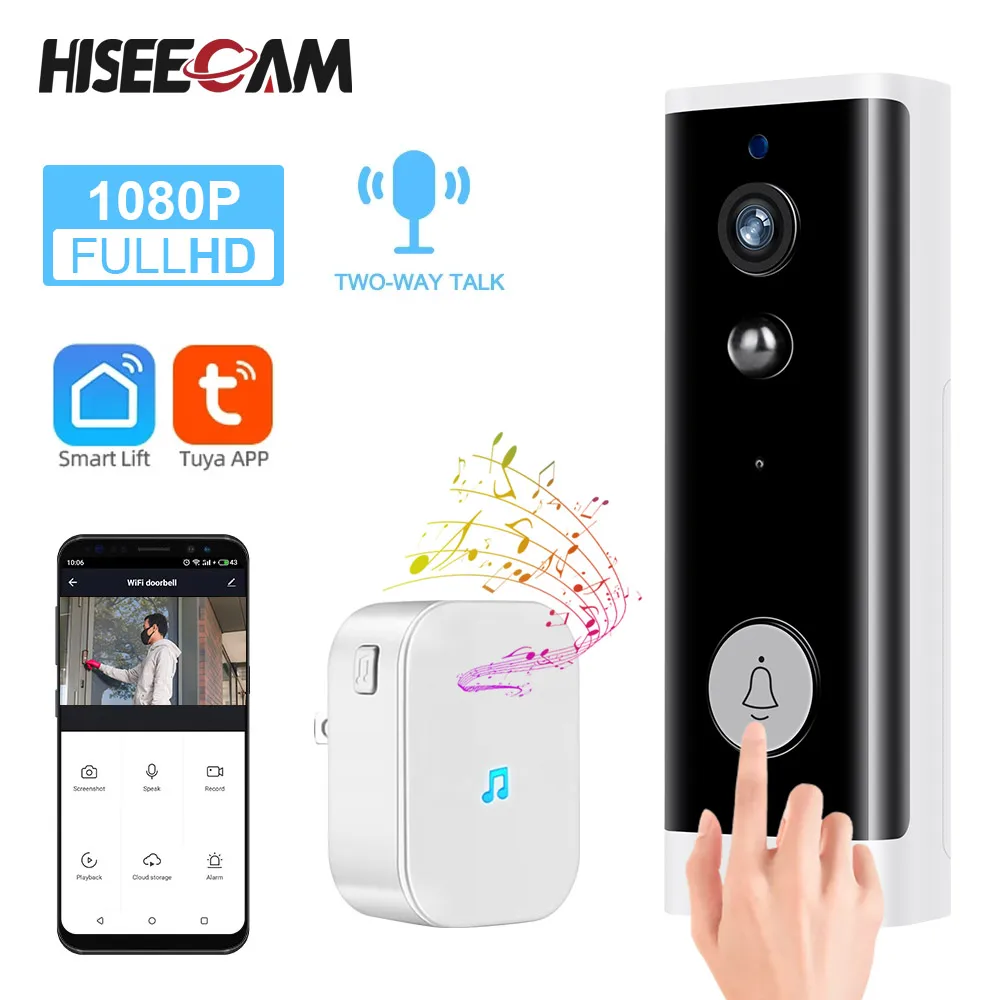 Tuya WIFI campanello Smart Home Wireless con campanello Video WiFi citofono sicurezza telecamera per porta esterna 1080P House Wireless Chime