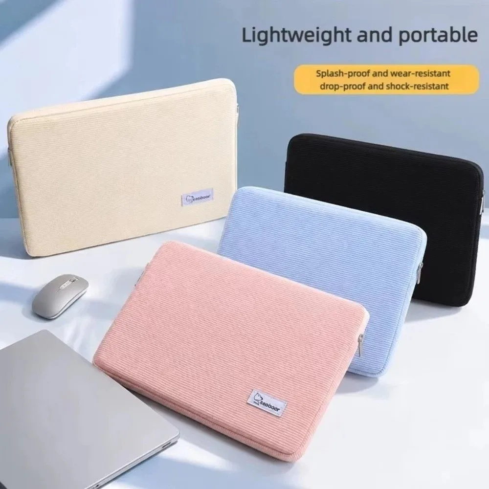 Shockproof Laptop Bag Corduroy Large Capacity Tablet Sleeve Zipper Liner Sleeve Laptop Cover Suitable for 11-13 15-15.6 Inch
