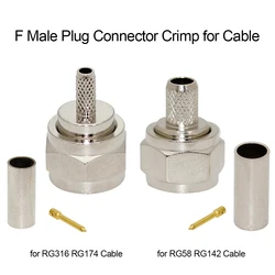 1pc F Male Plug Female Jack RF Coax Connector Crimp for RG316 RG174 RG58 RG142 Cable Nickelplated NEW