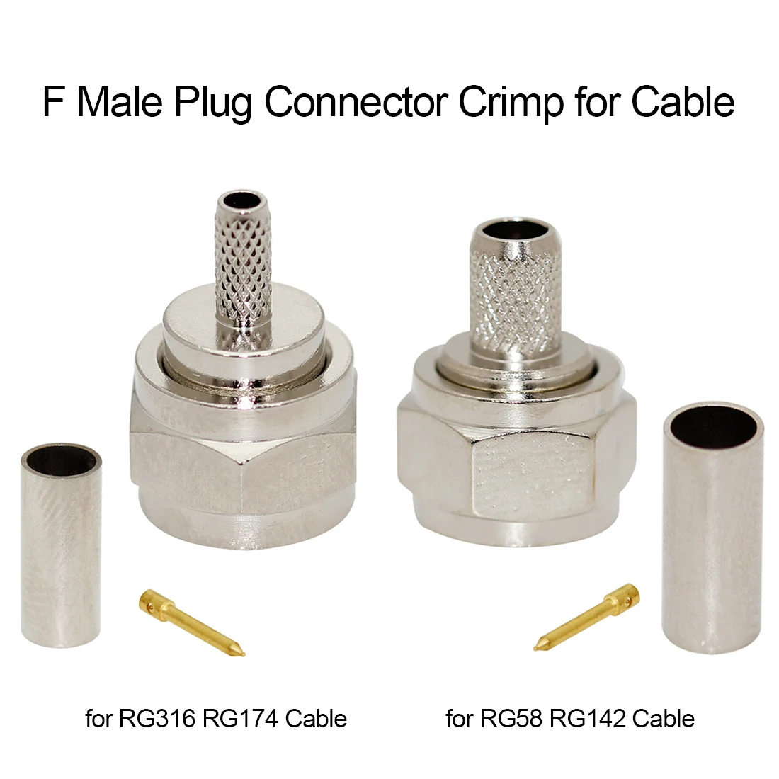 1pc  F Male Plug Female Jack RF Coax Connector Crimp for RG316 RG174 RG58 RG142 Cable Nickelplated NEW