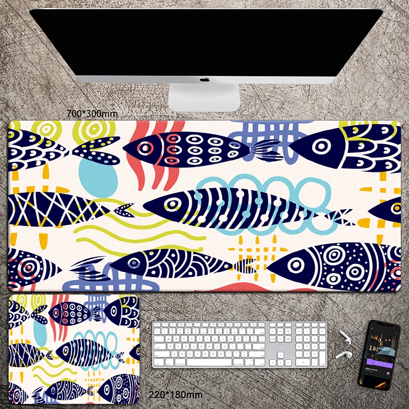 Imagem -02 - Desenhos Animados Peixe Impressão xl Mouse Pad Acessório Gamer Quente Grande Computador Bloqueio Borda Tapete Teclado Coisa Estranha Dropshipping