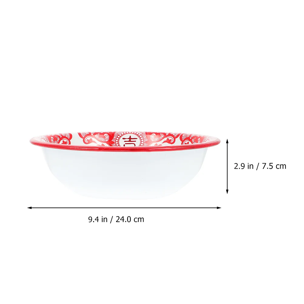 

Thick Enameled Soup Basin Fortune Wedding Pet Friendly Salad Bowl Storage Porcelain Washbasin Stackable Dough Soap Dish Red