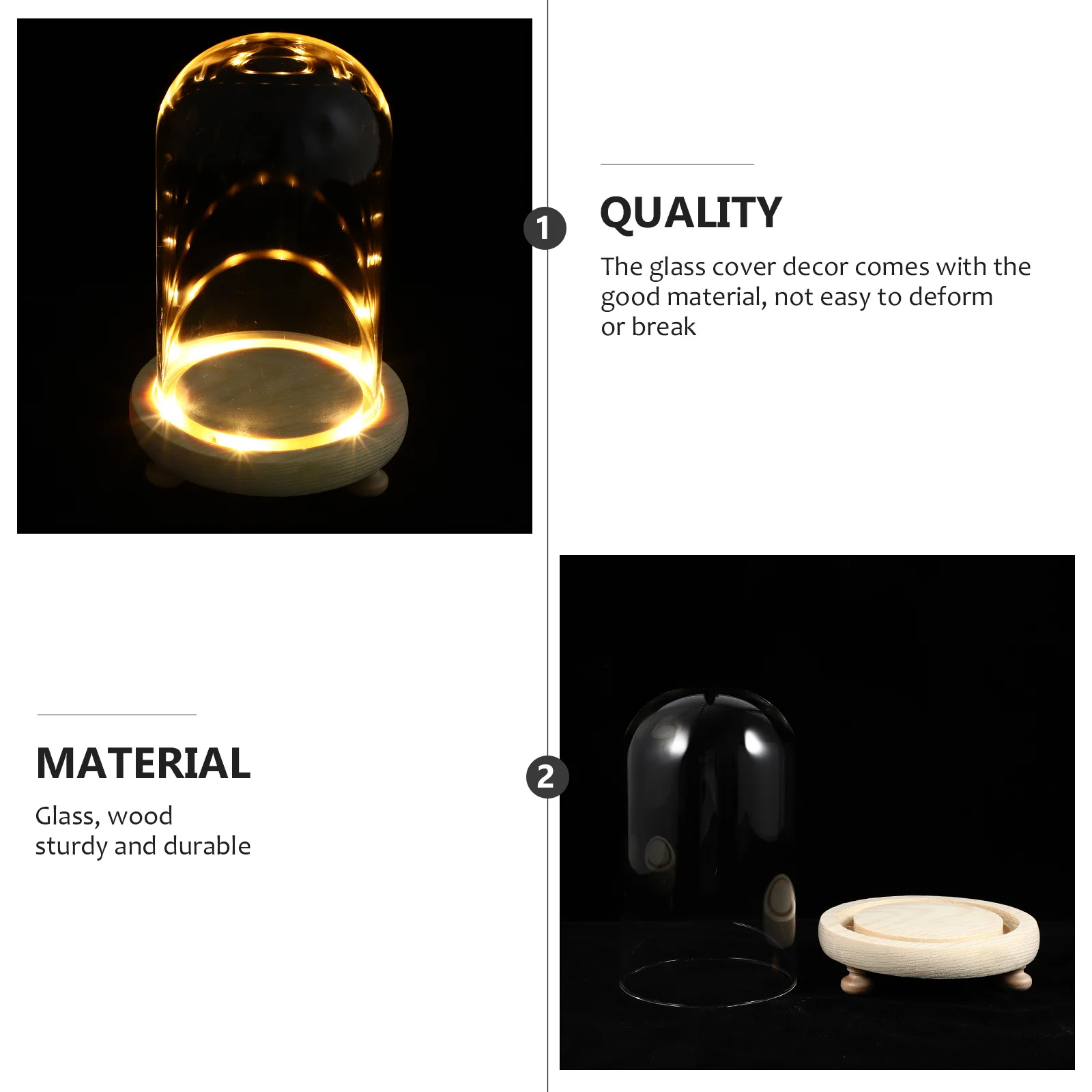 

1Set Preserved Flower Glass Cover Creative Romantic Desktop Decor Stable Flat Bottom Display Preserved Flower Cover