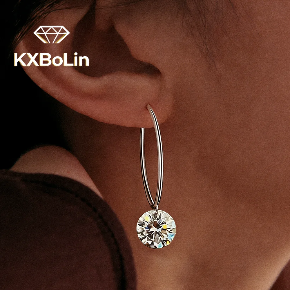 

Сертифицированные серьги-кольца из муассанита 4Cttw для женщин, 8 мм, круглая огранка, VVS1, цвет D, с бриллиантами, из стерлингового серебра 925 пробы