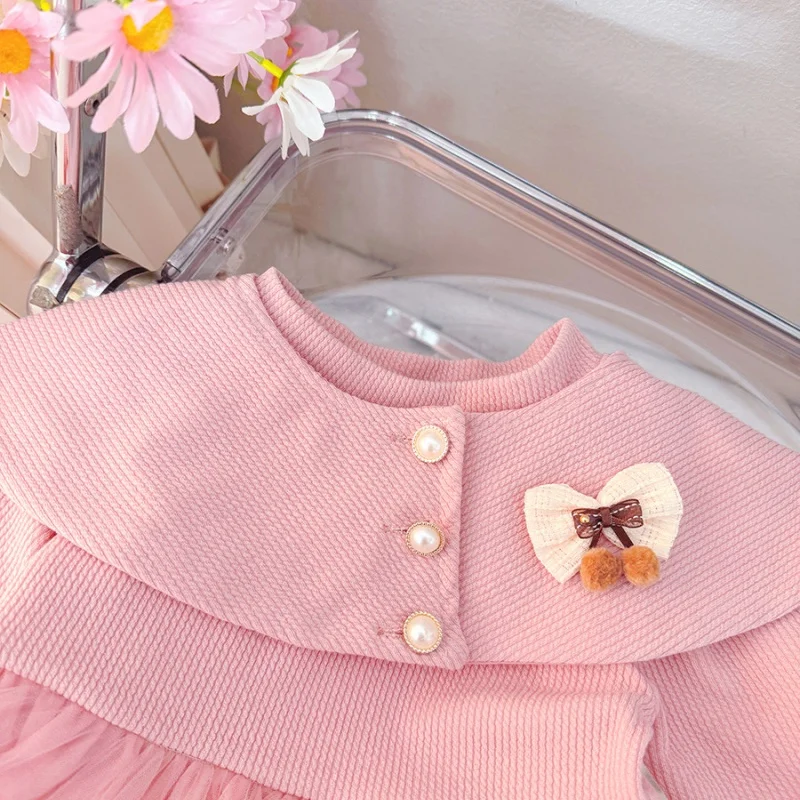 Baby Girl Clothes Spring And Autumn Bow Mesh Long Sleeve Girl Dress Cute Girl Princess Dress 5