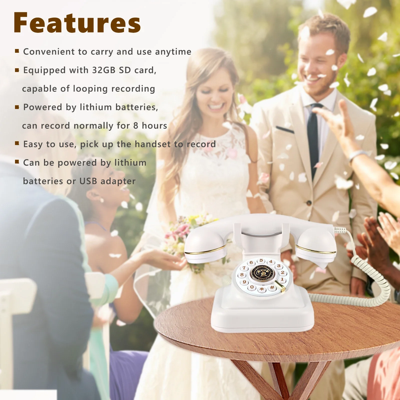 Audio Guest Book Wedding Phone Vintage Style Audio Message Voicemail for Graduation Retirement Party Birthdays Baby Shower