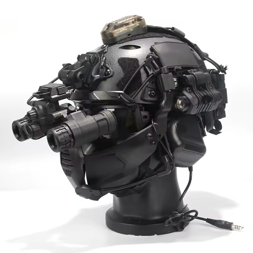 Tactical Helmet Set FAST Full-Protection Helmet With NVG Model Headphones Flashlight Signal Light Goggles for CS Field Adventure