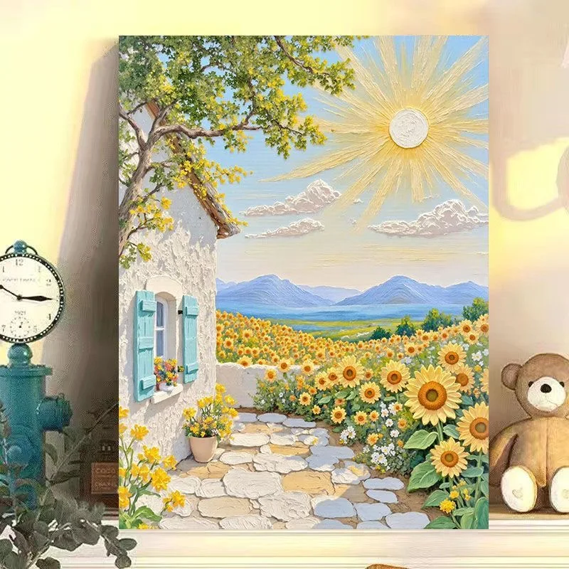 

A-0185 Abstract Wildflower Meadow Oil Painting Colorful Landscape Wall Decor