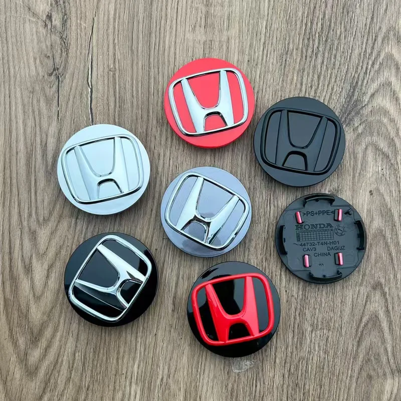 4 pièces Cache-moyeu de roue de 62 mm avec logo et emblème pour Honda Civic City Accord Odyssey Spirior CRV Hrv Jazz CBR HR-V