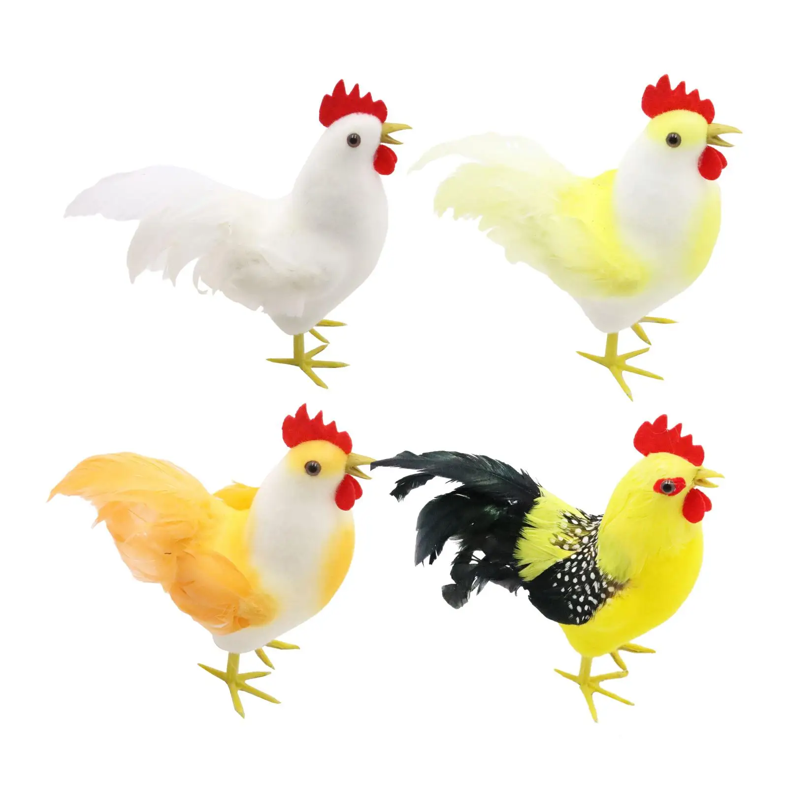 Easter Rooster Sculpture Chicken Decorations Outdoor Gifts Foam Cock Figurine for Garden Desktop Art Ornaments Farmhouse Yard