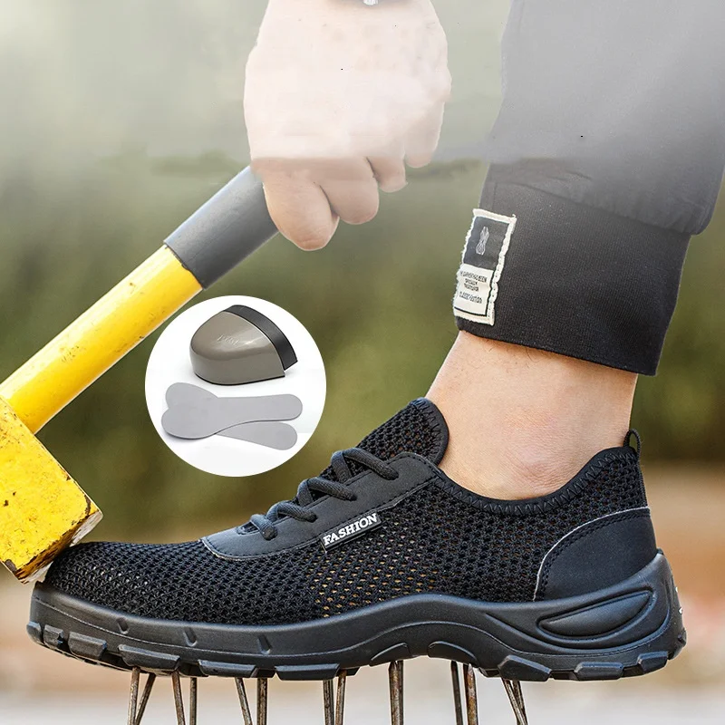 

Мужские повседневные дышащие стальные носки, рабочая обувь, летние защитные ботинки, рабочие кроссовки, защитная обувь