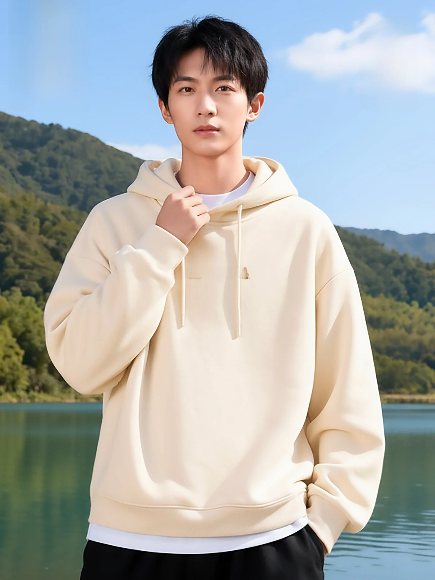 

Heavyweight Hoodie ex Winter Thiened Fce Lined Casual Sweatirt Couple Matching Cotton Polyester Blend