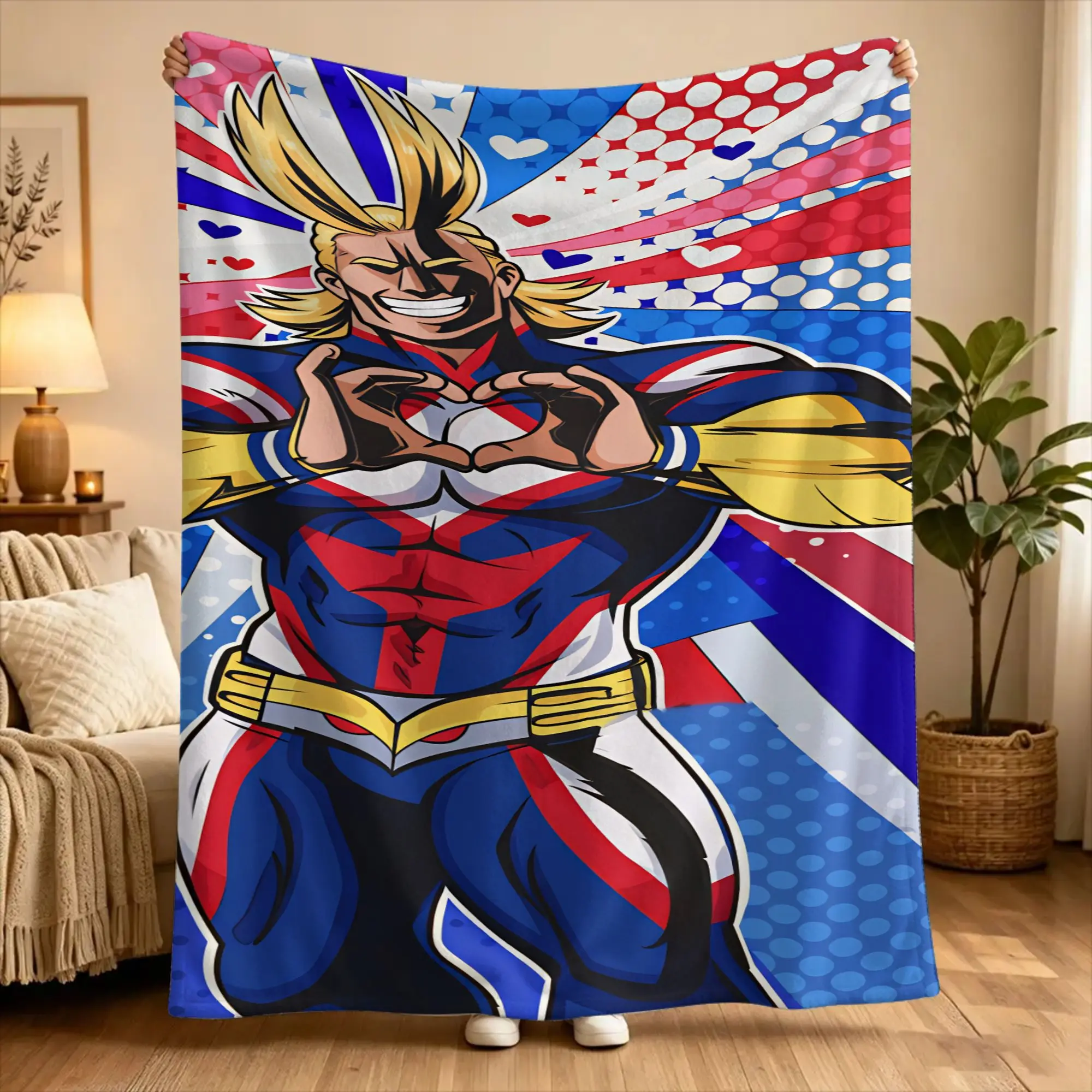 Toshinori Yagi All Might MHA   Flannel Blanket  Warm Soft Throw Blanket for Home Decor Decorative Funny Bedspread Sofa Bed Cover