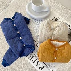 Pet Four-legged Padded Poodle Warm Winter Clothes Small Dog Down Jacket Solid Color Dog Clothes Thickened Open Shirt