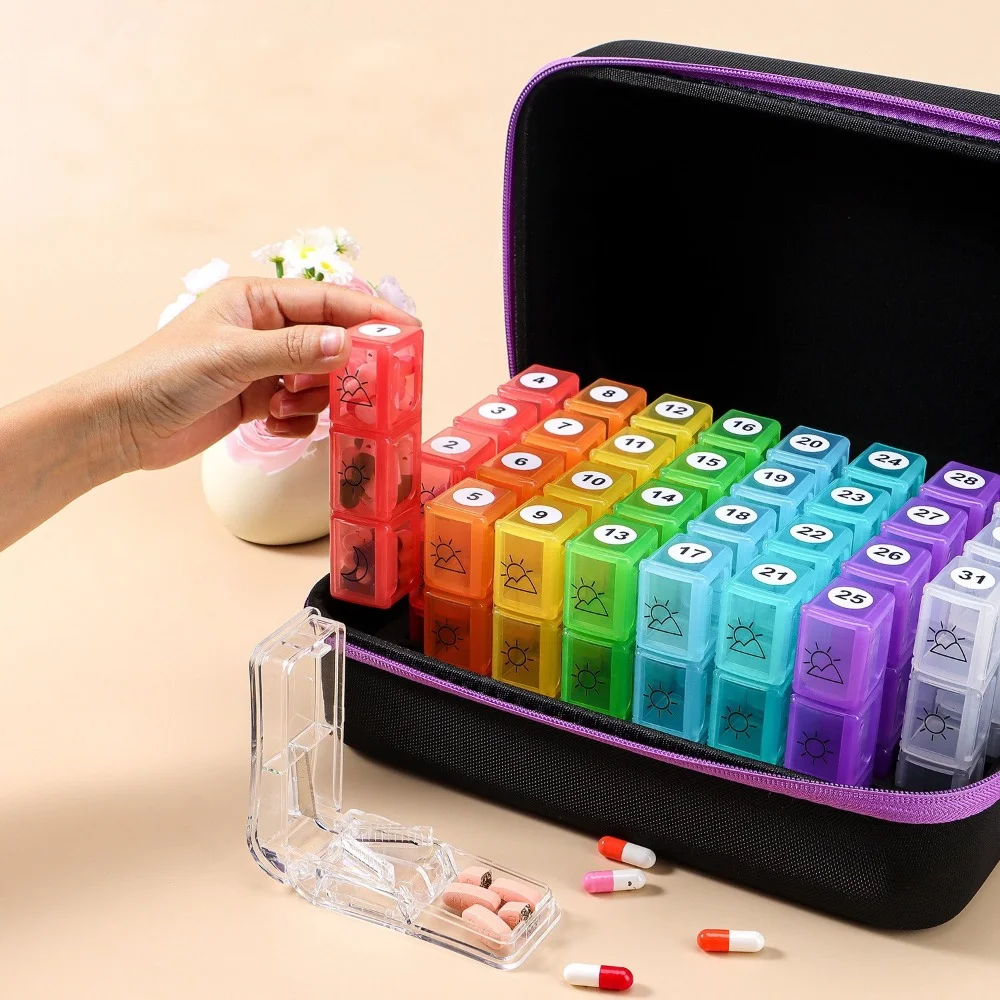 

New Monthly 31 Days 3 Times A Day Large Pill Storage Organizer Container Removable Compartments Pill Cases for Vitamins FishOils