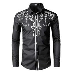Fashion Western Cowboy Shirts For Men Spring Autumn Simple Trend 3D Printed Long Sleeve Shirt Loose Streetwear Vintage Blouse