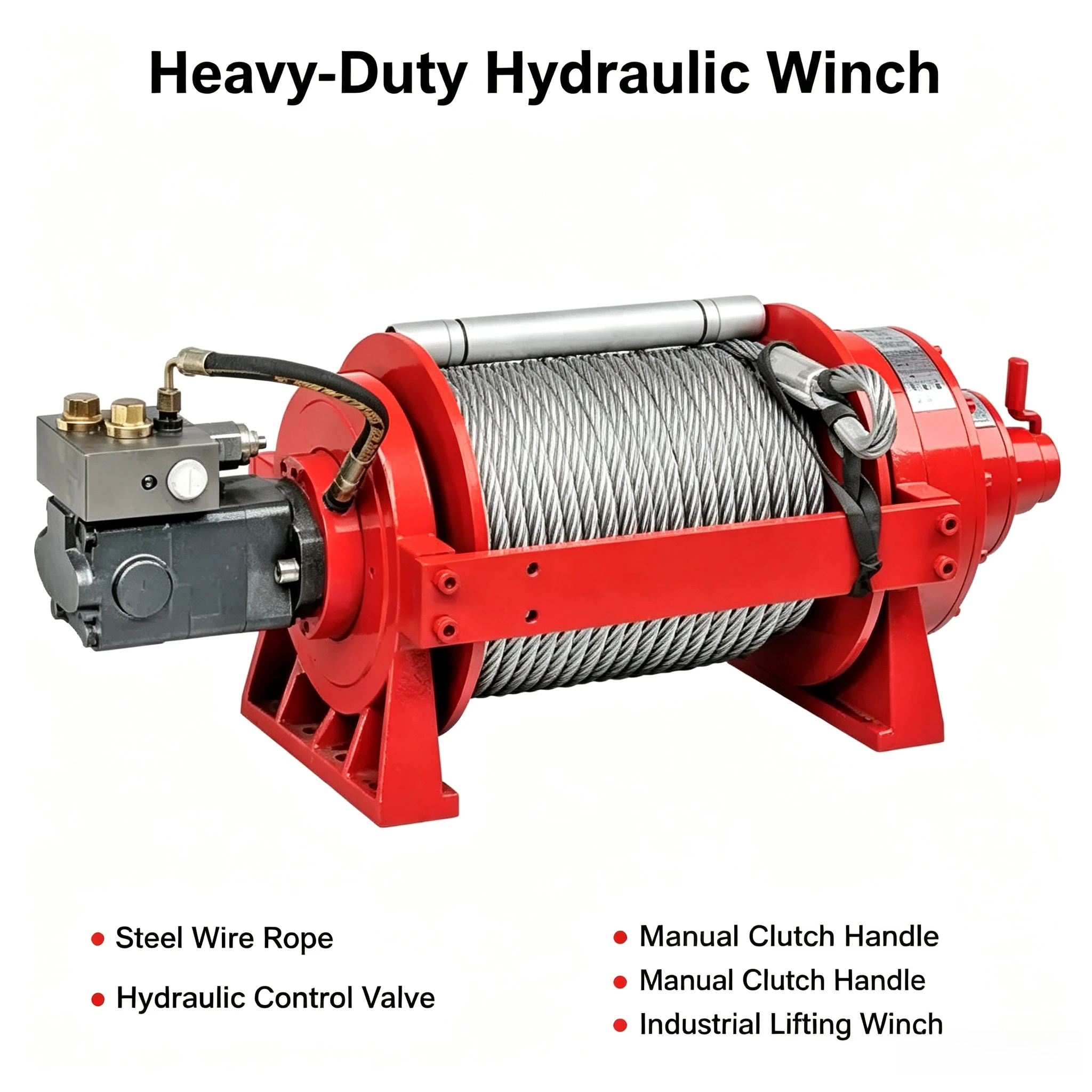 Small 9-ton hydraulic winch Pneumatic clutch Remote control steel wire 25m lifting height Suitable for marine crane trailers