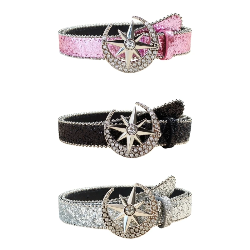 

Blingbling Sequined Waist Belt for Jeans Pants Rhinestones Buckles Belt Waistband