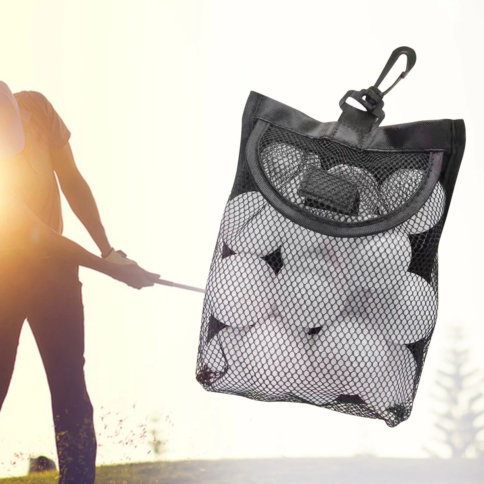 Golf Ball Bag Net Bags Mesh Pouch with hook Golf Ball Storage Bag Table Tennis Ball bag organizer for Gym Sports Tennis Balls