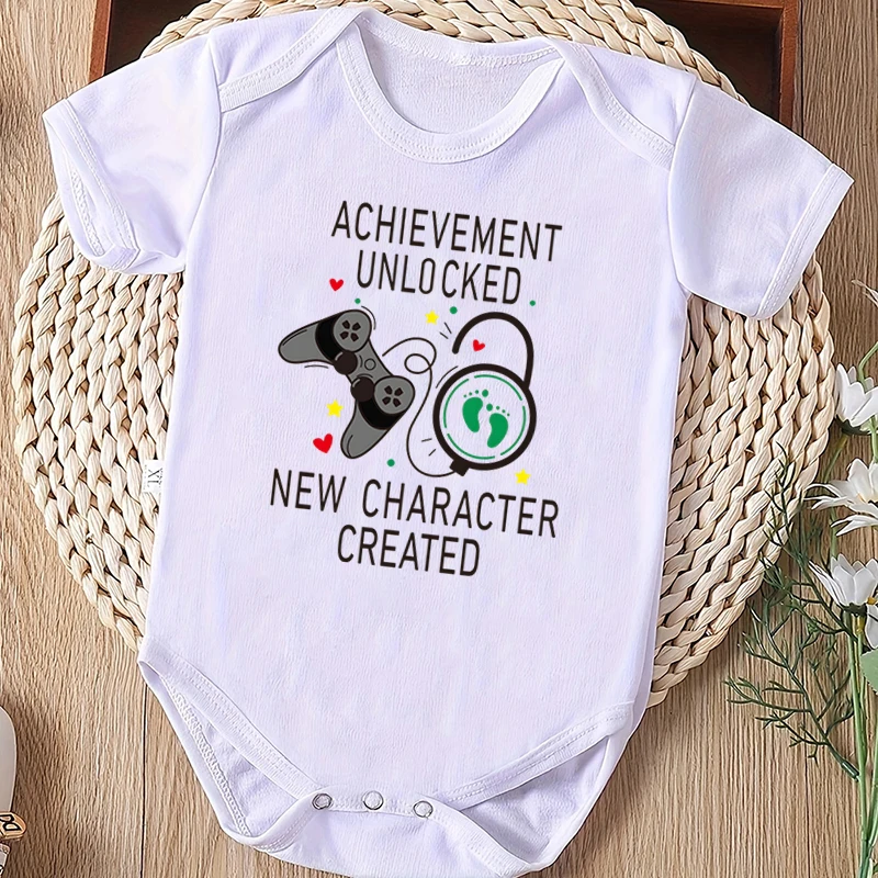 

Achievement Unlocked New Character Created Game Console Pattern Graphic Newborn Romper Baby Creeper Clothing Infant Jumpsuit