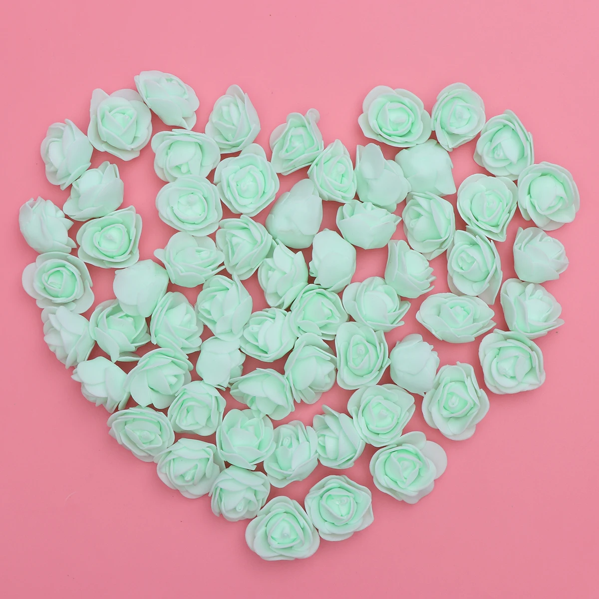 

100 Pcs Fake Flowers Simulation Rose Head Heads for Wedding Roses Decor Green Artificial Baby