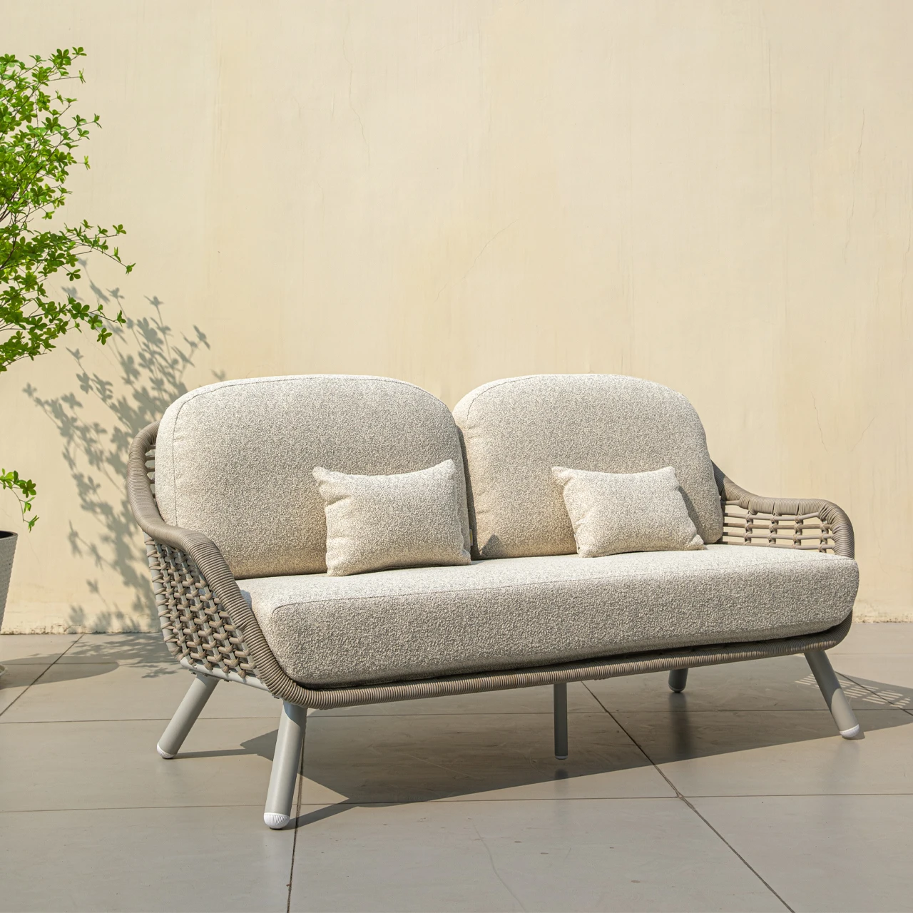 di- Plastic Rattan Classic Design Patio Furniture Two Seat Module Aluminium Frame Garden Sofa for Outdoor Park Hotel
