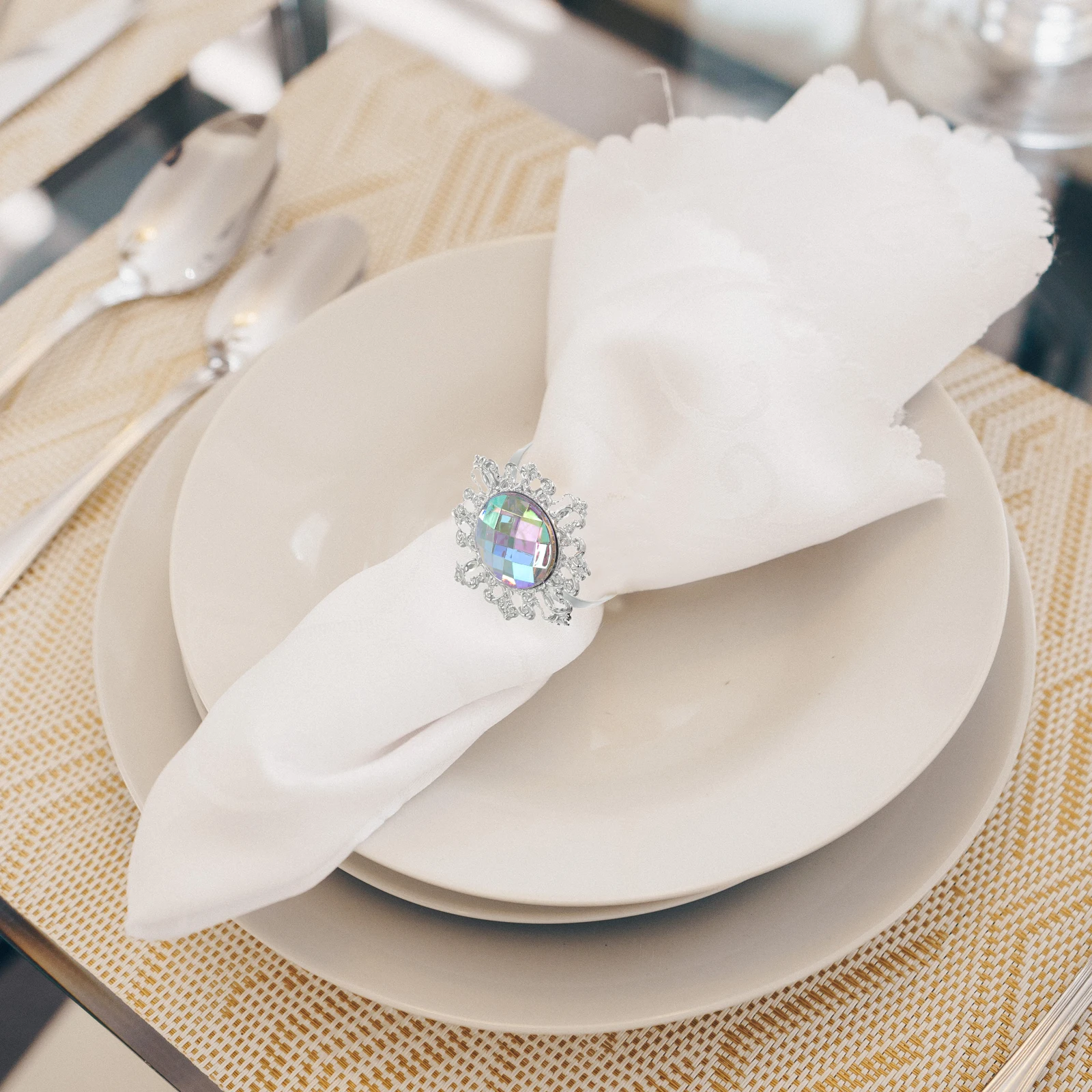 

12pcs Napkin Rings Acrylic Iron Colorful Dinning Table Decoration Banquet Party Elegant Napkin Holders Reusable