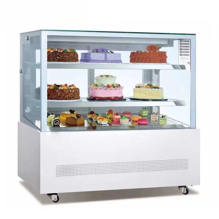 Upright Cake Showcase with LED Lighting and Adjustable Shelves Commercial Glass Display Fridge