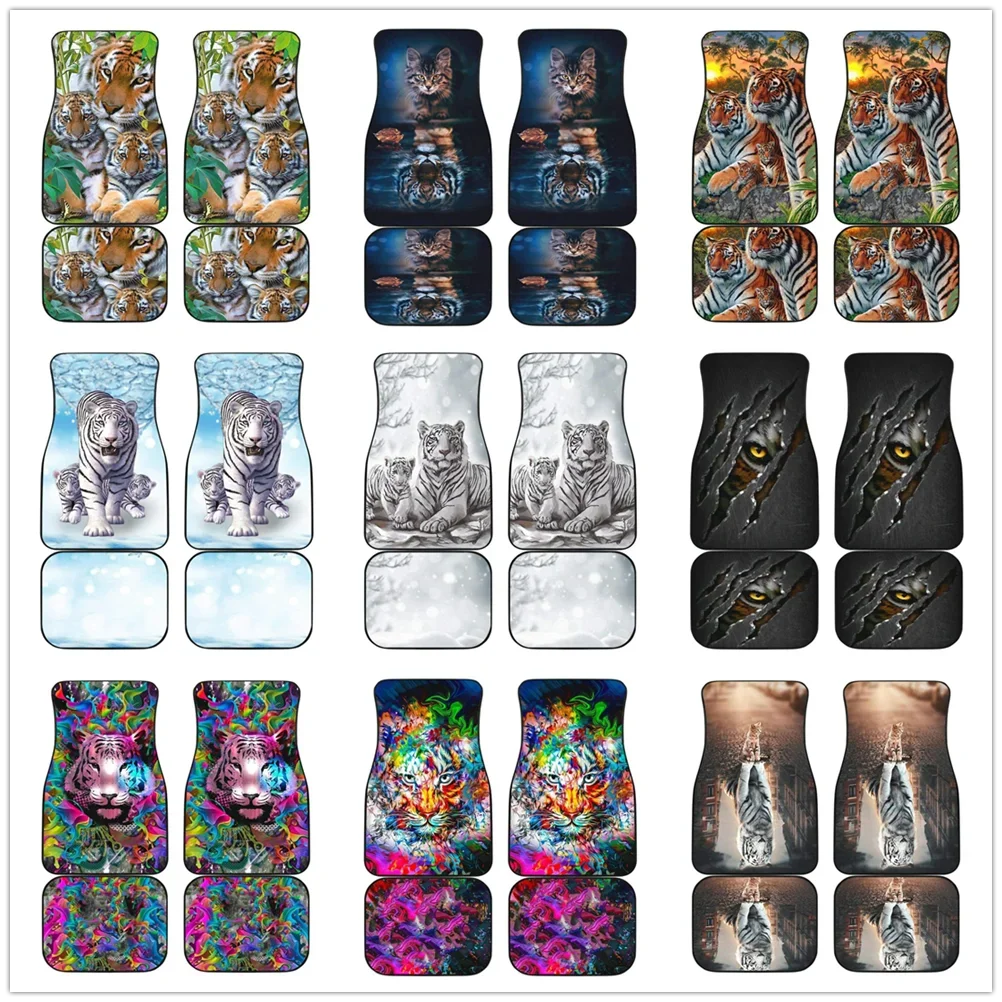 

Tiger Hell Fire Art Print All Protective Car Floor Mats Heavy Carpet Front And Rear Full Set 4PCs Pack For Car SUV