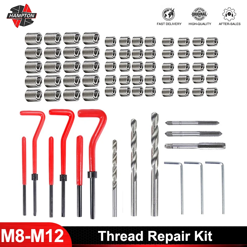 

Thread Repair Tool Set 75/125/131pcs M5 M6 M8 M10 M12 Screw Thread Inserts For Restoring Damaged Helicoil Kit