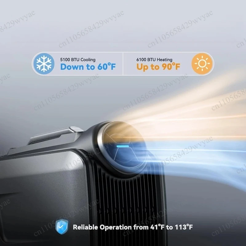 5100 BTU Cooling 6100 BTU Heating Portable Camping Air Conditioner, 8H Runtime Per 1kWh, 4 Modes 3 Speeds