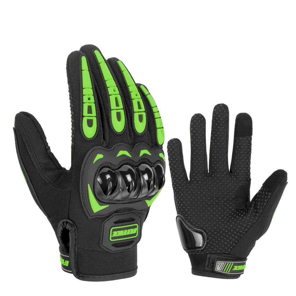 Grüne Motorrad handschuhe Voll finger Touchscreen Motocross Motorrad handschuhe rutsch feste Reit handschuhe Schutz gegen Fall M-2XL