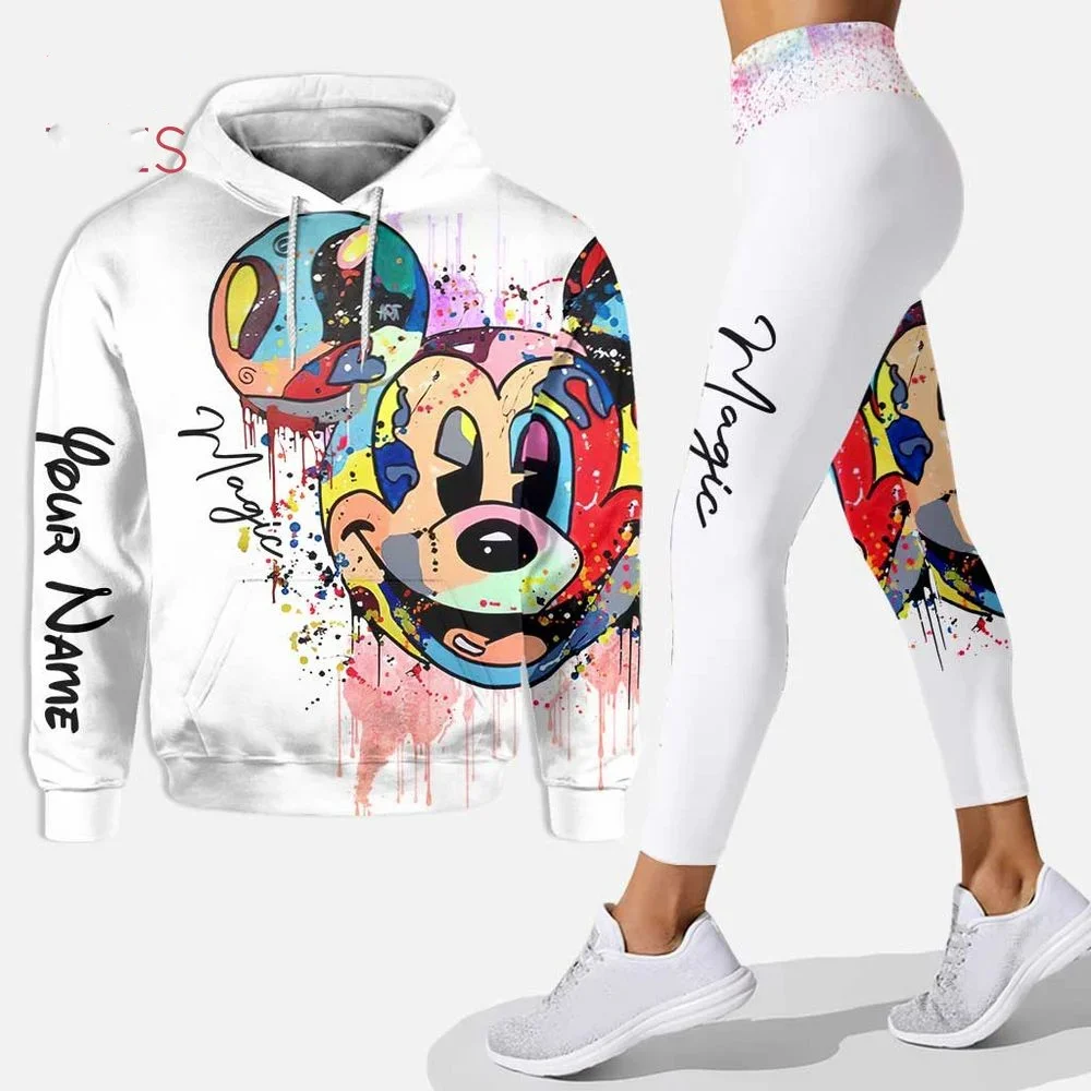 Customized Name Mickey Hoodie Women Hoodie Set Mickey Yoga Pants Sweatpants Women Disney Yoga Hoodie Leggings Fashion Sportswear