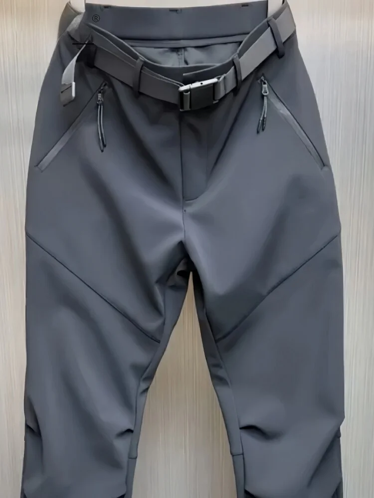 

High-End Men's Soft ell Climbing Pants Winter Thiened Straight Leg Casual Trousers Faionable Urban Sle Breathable